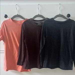 Old Navy Kids' Long Sleeve Shirt Set - Coral, Brown, and Charcoal